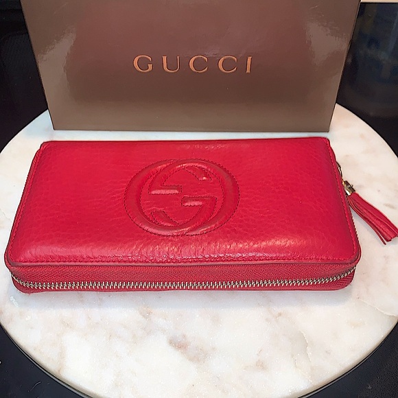 GUCCI SOHO TABASCO RED  ZIPPY WALLET LONG GG - Picture 7 of 15